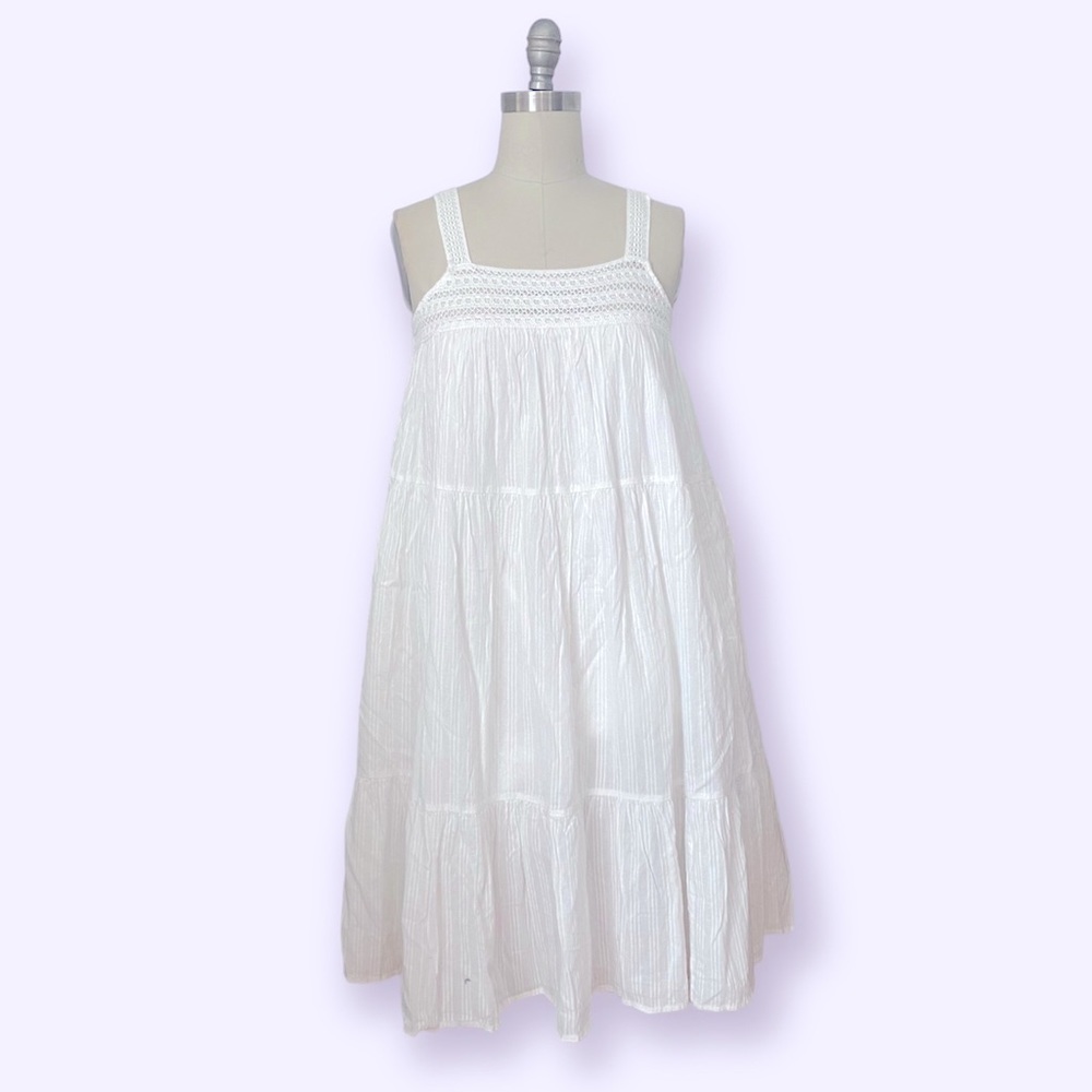 Women’s Sleeveless Crochet Trim Sundress Universal Thread White - Picture 5 of 9